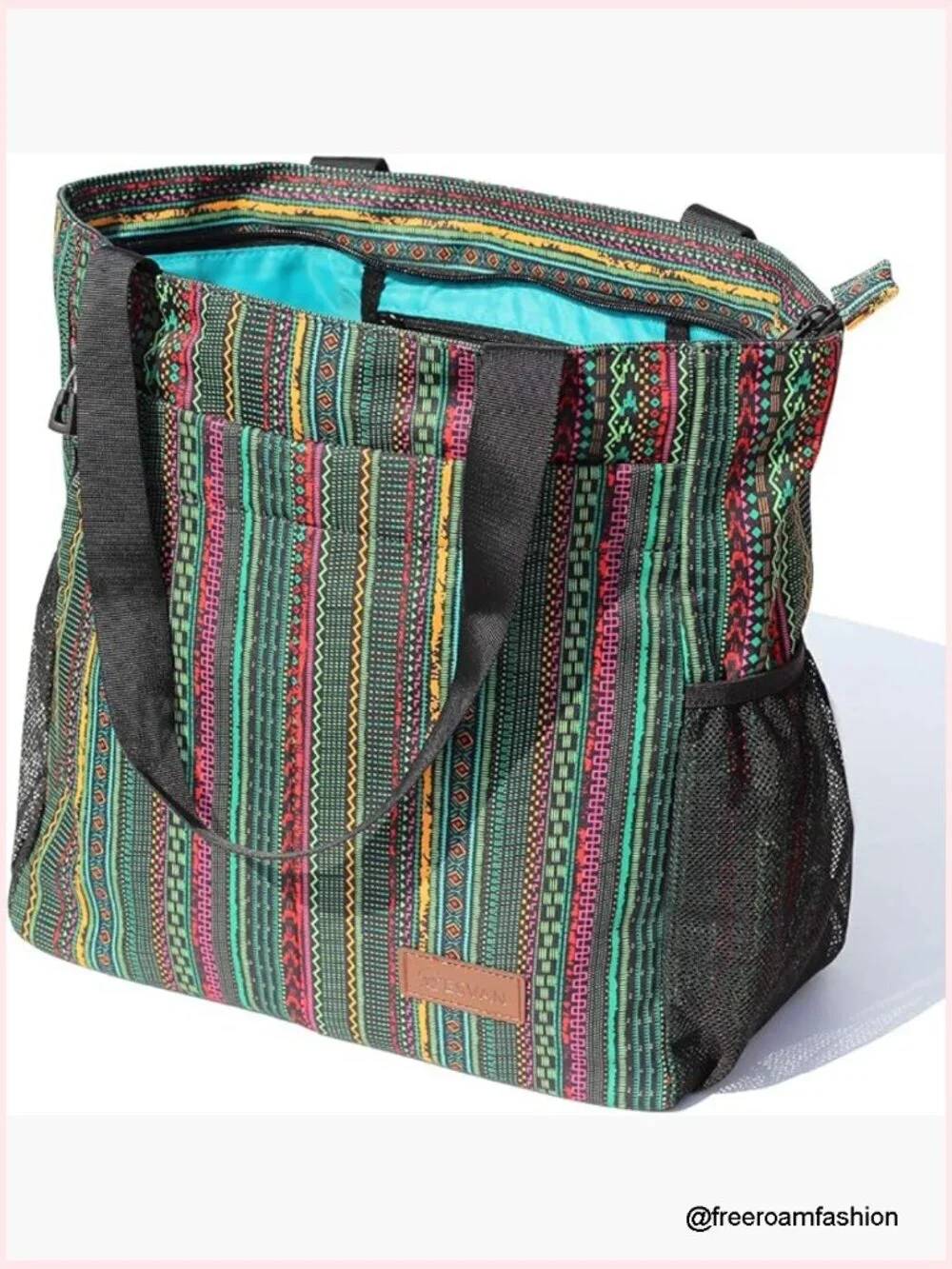 Large Floral Tote Bag with Multi Pockets for Travel Gym Beach